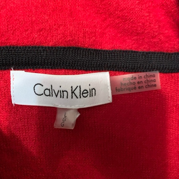 Calvin Klein Women’s Cardigan Sweater Wool Blend Large Red/Black - Picture 13 of 13